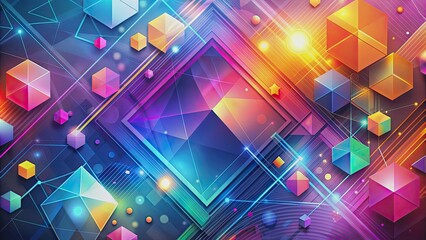 Wall Mural - Abstract digital background with geometric shapes and vibrant colors, abstract,background, digital, geometric, shapes, vibrant