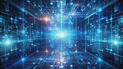 Abstract digital artwork depicting a futuristic generating code, technology, artificial intelligence