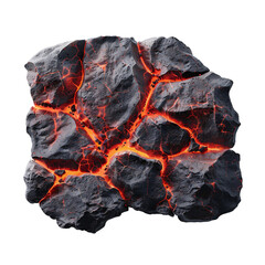 Wall Mural - A large rock with a hole in it and red lava flowing out of it. Isolated on PNGs transparent background