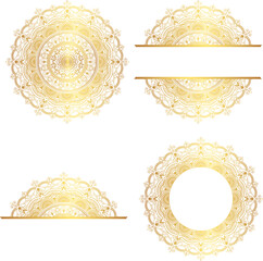 Wall Mural - ethnic mandala decoration pattern set with luxury golden royal arabesque islamic for wedding invitat