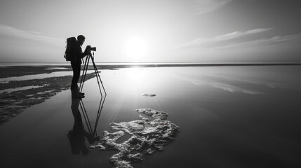 Photographer Capturing a Breathtaking Sunrise