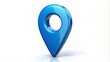© Manatsavee - Isolated blue location symbol pin icon on a white background, indicating precise navigation and direction with 3D shadow effect.