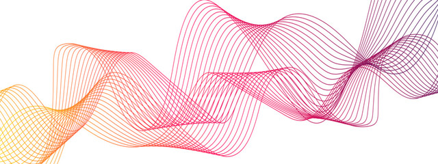 Fototapete - Colorful Abstract Wave Line with Futuristic blend Curved wavy technology lines. Glowing frequency sound wave with motion curve lines tech. Element for technology, science and template.
