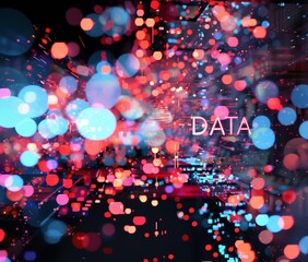 Wall Mural - digital big data computer technology screen visualization background showing a matrix of the flow an