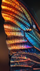 Sticker - Close up of iridescent butterfly wings. AI.