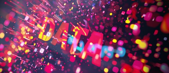 Wall Mural - digital big data computer technology screen visualization background showing a matrix of the flow an