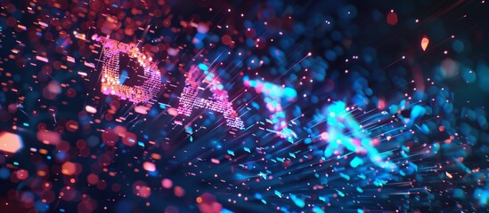 Wall Mural - digital big data computer technology screen visualization background showing a matrix of the flow an