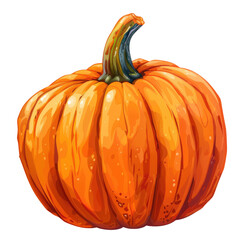 Wall Mural - Illustration of an orange pumpkin isolated on transparent background