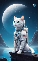  Cat astronaut stranded in the alien planet