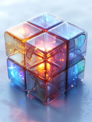 Sticker - glass cube on blue