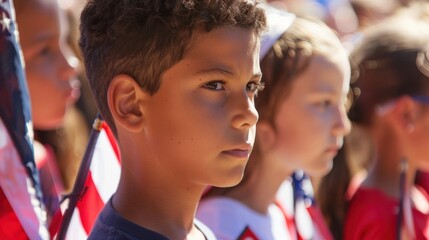 Wall Mural - A group of elementary school students gathered together to participate in a history activity.