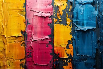 An abstract oil painting featuring vibrant colors, dynamic brush strokes, and a unique composition that evokes emotion and engages the viewer's imagination.