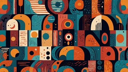 Wall Mural - naive playful abstract shapes baground pack groovy generate ai