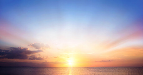 Wall Mural - beautiful sunset on the sea. panoramic view of the sea.