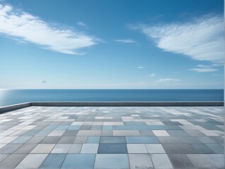 Wall Mural - A serene ocean long rectangular concrete floor clear blue sky oc