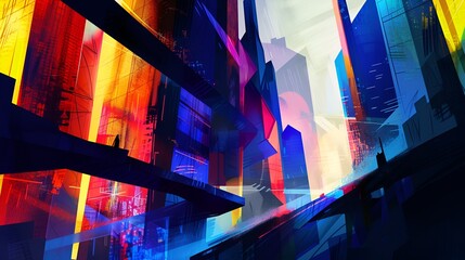 Wall Mural - Skyline - Cityscape - abstract artistic design - colorful - city - metro 