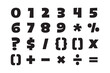 © Pelikanz - Black ink cute isolated numbers and math signs icons set design element on white background