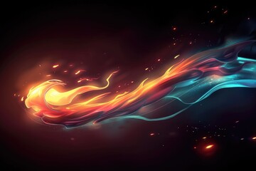 Wall Mural - Abstract Flame and Smoke Design with Red and Blue Hues