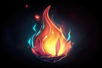 Wall Mural - A Crystalline Flame with Blue and Red Hues