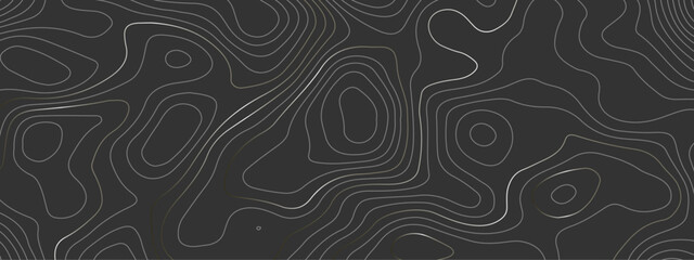 Wall Mural - Topographic wave and curve line contour map background. Abstract wavy topographic map and curved lines background. Abstract geographic wave grid line map. Vector illustration.