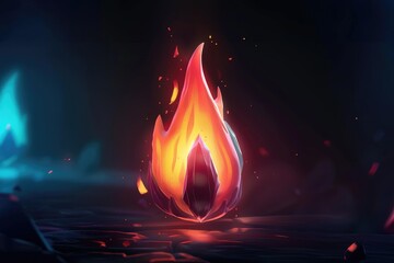 Poster - Abstract Flame with Glowing Particles in a Dark Environment