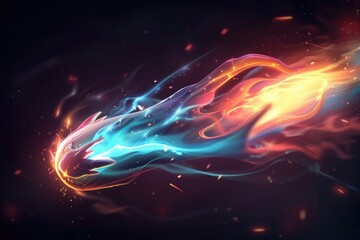 Poster - Flaming Sphere with Blue and Orange Trails