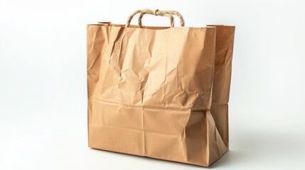 Wall Mural - Brown paper bag for recycling on a white background