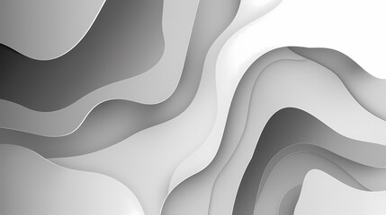 Wall Mural - Abstract layers of black and white wavy shapes creating a modern and dynamic background.