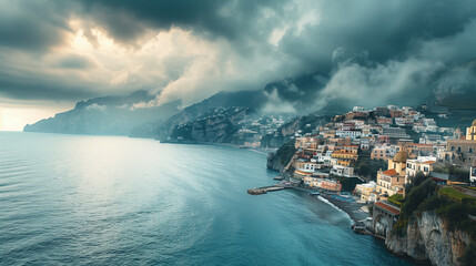 Wall Mural - Landscape with the city of Atrani at the famous Amalfi Coast