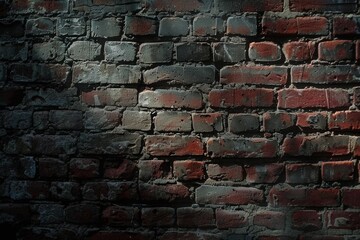 Poster - A brick wall lit by a bright light, Exploring the emotional or psychological impact of brick textures on the viewer