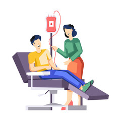 Canvas Print - A flat style illustration of blood donation

