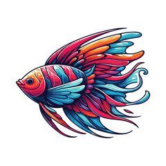 Animal angelfish ocean cartoon vector illustration.