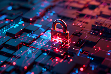 Poster - Cyber ​​security and data protection, internet network security, protect business and financial transaction data from cyber attack, user private data security encryption