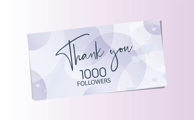 Wall Mural - Thank you 1000 followers card on white background	