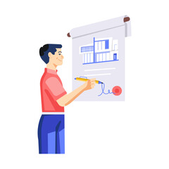 Sticker - Character based flat illustration of signing contract 

