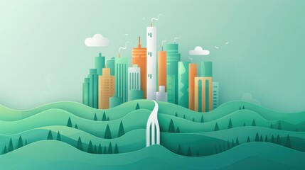 Wall Mural - Pollution control, local diet solutions, flat design illustration