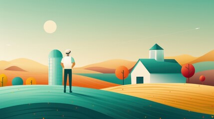 Poster - Resource preservation, sustainable farming practices, flat design illustration