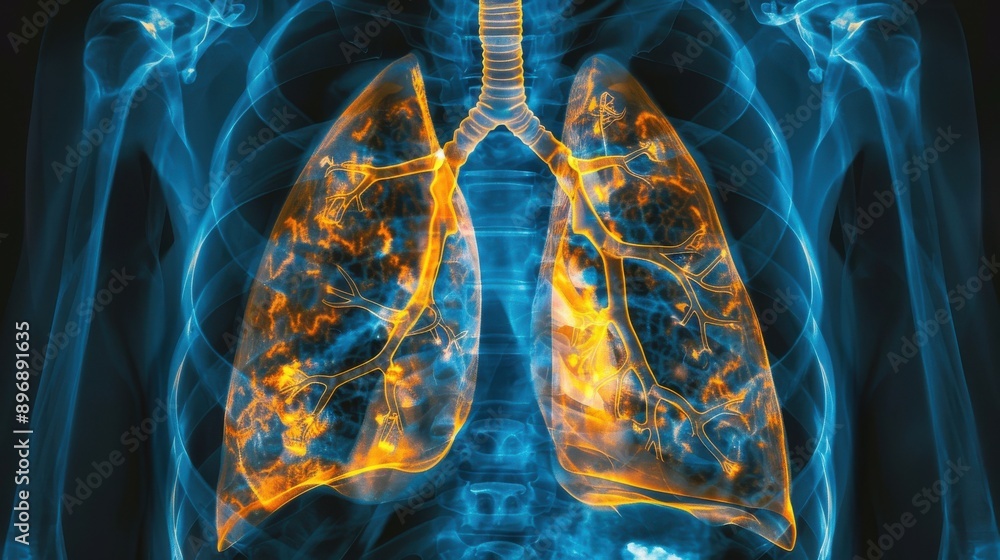 An impressive CT scan image showing a detailed view of the chest cavity ...