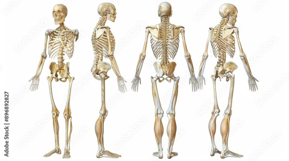Body Annotation Letters A detailed anatomical diagram showing the human body's skeletal system ...