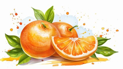 Wall Mural - Vibrant grapefruit illustration on a clean background. Perfect for fresh, fruity designs and healthy lifestyle themes.