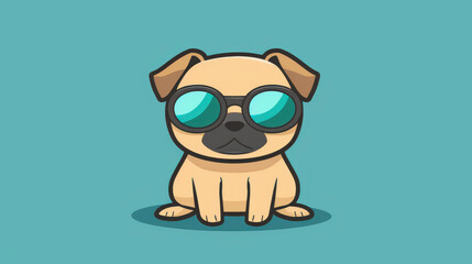 Poster - A playful pug dog flaunts cool shades against a crisp backdrop, perfect for a fun, vibrant vibe.