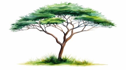 Wall Mural - A beautiful watercolor tree illustration, perfect for adding a touch of nature to your home decor with its delicate details.