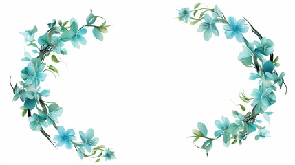 Poster - Blue-green flower frame