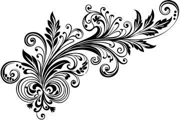 Wall Mural - flower, vector, floral, nature, illustration, design, plant, leaf, spring, petal, element, art, decoration, flora, black, tattoo, drawing for tattoo, tattoo graphics, tattoo art