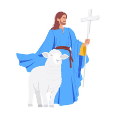 Sticker - A flat character illustration of jesus animal 

