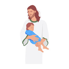 Sticker - A flat style illustration of jesus baby 

