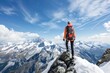 © Nathan - Hiker on snowy mountain peak overlooking vast mountain range