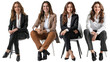 © madyshah783 - Pack of Happy businesswoman sitting with crossed legs on chair set against transparent background