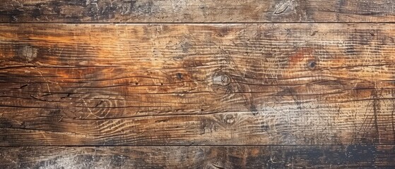 Wall Mural - anoramic close-up, high detail scan of distressed wood panel texture, Generative AI