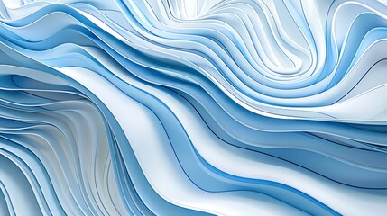 Wall Mural - Abstract 3d wavy lines with blue and white color